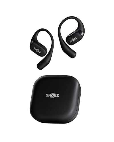 SHOKZ OpenFit Open-Ear Earbuds, Black, Mic, 28H Playtime, Sweat Resistant | Fast Charging; Bluetooth 5.2; True Wireless - color: Black