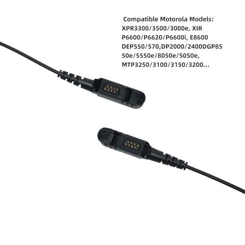 XPR3500e Earpiece Headset with PTT Compatible with Motorola Walkie Talkie | G-shape ear hook, low-profile PTT clip. Compatible with XPR3500e, XPR3300e, XIR P6600 Two Way Radio