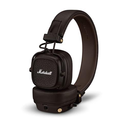 Marshall Major V Wireless On-Ear Bluetooth Headphones - 100+ Hr Playtime | Detachable Audio Cable | Microphone for Calls | Lightweight, Foldable Design for Travel - Brown - color: Brown