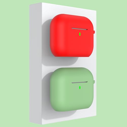 Shockproof Silicone Cover for Wireless Earbuds Case Shell with AntiScratch Protections Nonslip Grip Protector - color: Red