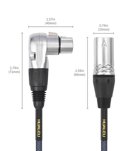 1.5Feet Right Angle 3Pin XLR Female to 3Pin XLR Male Audio Cable, Mixer, Microphone Audio Cable - 2-Pack - size: 1.5Feet