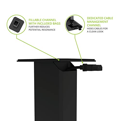 Kanto SX22 Universal Fillable Speaker Floor Stands for Bookshelf Speakers | 22" Tall | Adjustable Isolation Feet | Dedicated Cable Channel | Fill Bags & Level Incl. | Pair | Black