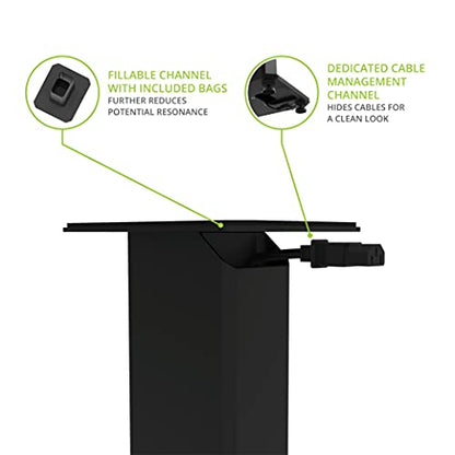 Kanto SX22 Universal Fillable Speaker Floor Stands for Bookshelf Speakers | 22" Tall | Adjustable Isolation Feet | Dedicated Cable Channel | Fill Bags & Level Incl. | Pair | Black