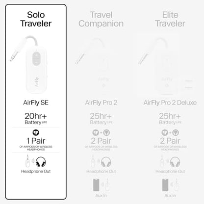 Twelve South AirFly SE, Bluetooth Wireless Audio Transmitter Adapter, Black | Bluetooth Adapter for AirPods/Headphones, 20+ Hr Battery, Works with 3.5mm aux Jacks on Airplanes, TVs, Gym Equipment, Travel - color: Black, style: AirFly SE