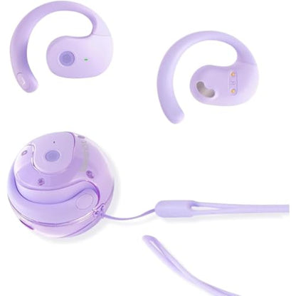 sunshot Ows Open Ear Buds Headphones Bluetooth 5.4,Bone Conducting Air Bone Conduction Headphones, 16mm Drivers,40H Playtime,Open Ear Earbuds IPX5 Waterproof and Noise Reducing Touch (Purple) - color: Purple