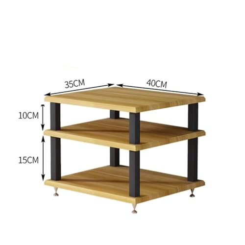 Audio Rack Small Desktop Media Console Stand Stereo Components Cabine Audio Video Tower Desk Shelf For Amplifier Speaker Record,Walnut3Tier