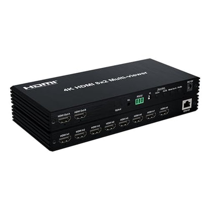 4K 60hz HDMI 8x2 Multi-viewer with PIP 8 in 2 Out Dual Display Seamless Switcher with Optical 3.5mm Audio 2x1 3x1 4x1 5x1 6x1 8x1 Multi-viewer