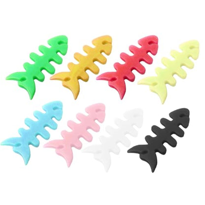 Artibetter 200pcs Fish Bone Cable Winder Silicone Earphone Line Organizer Creative Cable Storage for Home Design Random Colors