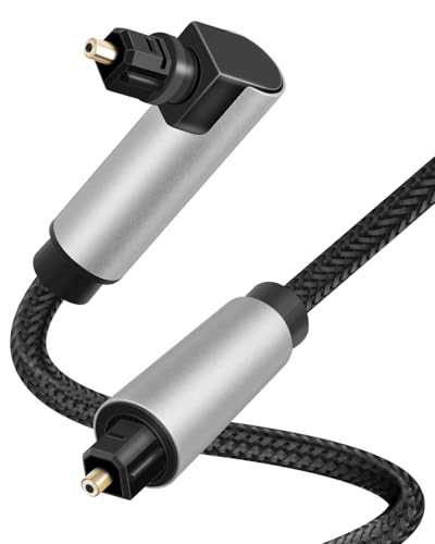 GELRHONR 90 Degree Optical Audio Cable, 360 Degree Free Rotatable Right Angle Toslink Optical Cable, Digital Fiber Optic Cord for Sound Bar, TV, Home Theatre (3.3FT)
