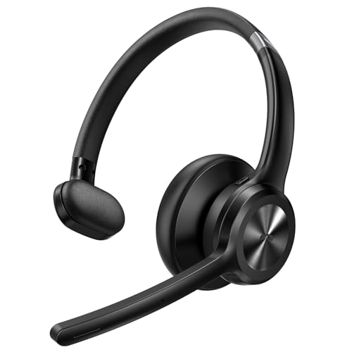 TECKNET Trucker Bluetooth Headset, Wireless Headset with Mic for Work, V5.2 Bluetooth Headphones with AI Noise Cancelling Microphone, 60H Battery, On-Ear Headphones for Call Center, Office, Drivers