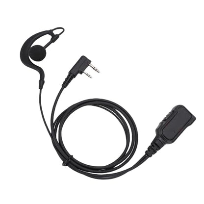 G Shape 2 Way Radio Earpiece Headset, Noise Filtering Speaker PTT Mic for 2 Pin Radios