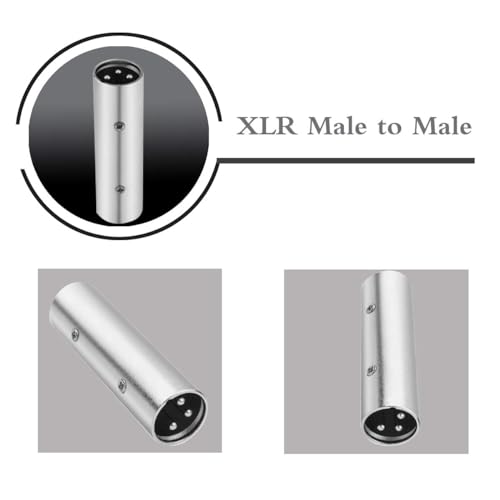 3-Pin XLR Male to XLR Male Microphone Adapter, 2 Pack | XLR Male to Male Adapter with Nickel-Plated Metal Shell, EMI/RF Shielding for Low-Noise Audio Transmission - style: XLR Male to Male Adapter