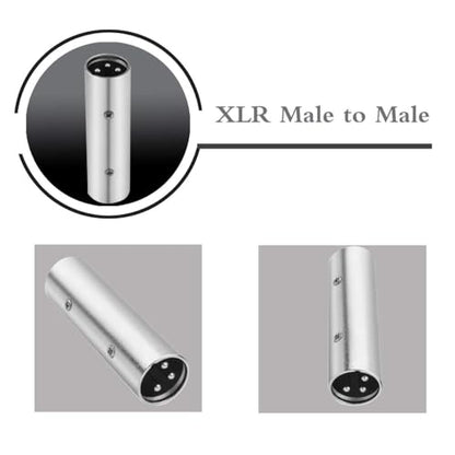 3-Pin XLR Male to XLR Male Microphone Adapter, 2 Pack | XLR Male to Male Adapter with Nickel-Plated Metal Shell, EMI/RF Shielding for Low-Noise Audio Transmission - style: XLR Male to Male Adapter
