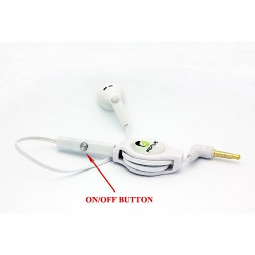 White Retractable 3.5mm Mono Handsfree Headset Earphone Single Earbud with Microphone for Barnes & Noble Nook Classic (1st Edition), NOOK Color, NOOK HD, NOOK HD+, NOOK Tablet, Barnes & Noble Simple Touch, Dell Venue 8 / Venue 8 Pro