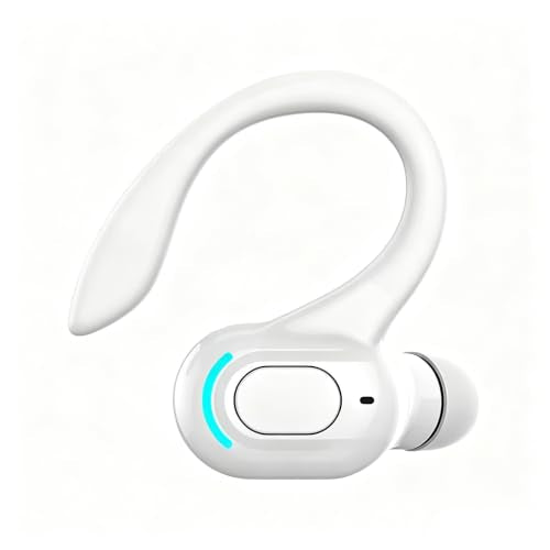 Wireless Headset Business Headphones,Waterproof Hanging Single Ear Earbuds,Mono Wireless Headset Noise Cancelling Sports Wireless Earpiece with Mic for Smart Phones (White) - color: White