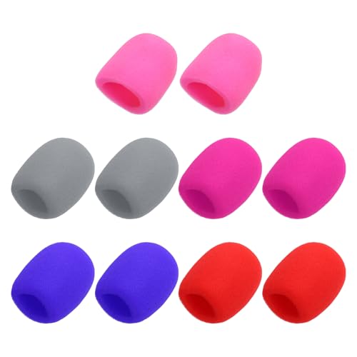 MECCANIXITY 10pcs Microphone Foam Covers, 40mm (1.57") ID 10mm (0.39") Thickness Microphone Windscreen Foam Cover for Most Handheld Microphones, Pink, Purple, Rose Red, Red, Gray - color: Pink, Purple, Rose Red, Red, Gray