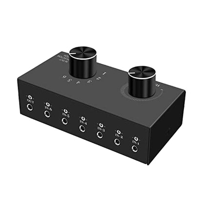 6-Channel 3.5mm Audio Switcher, 1 Input 6 Output Passive Stereo 1/8” Aux Selector Box for Speaker/Headphones/Laptop/Computer/Smartphone and PS4/PS5 Gaming System ect. - style: 6-Channel 3.5mm Audio Switcher