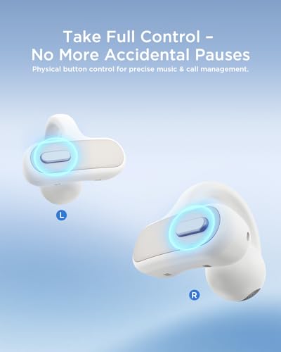 TALIX Open Ear Clip-On Earbuds X8 with AI ENC & Powerful Bass, Wireless Bluetooth 6.0, IPX4 Sweatproof Fitness Headphones, Physical Buttons, 5g Lightweight Ear Buds with Multi-Device Switching, White - color: White