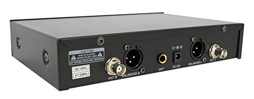 Rockville RWM81U Dual UHF Headset & Guitar Wireless Microphone System, LCD | XLR and 1/4in Output, Two Channel, Cardioid, 300-400ft Range, 10 Hour Battery, Metal Housing, Auto Sync, Volume Controls