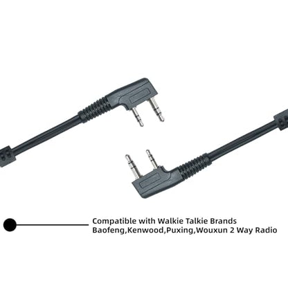 2 Wire Surveillance Kit Covert Acoustic Tube Police Earpiece Headset PTT MIC Compatible with Kenwood Baofeng BF-888s UV-82 UV5r 2 Way Radio Walkie Talkie 2 Pin