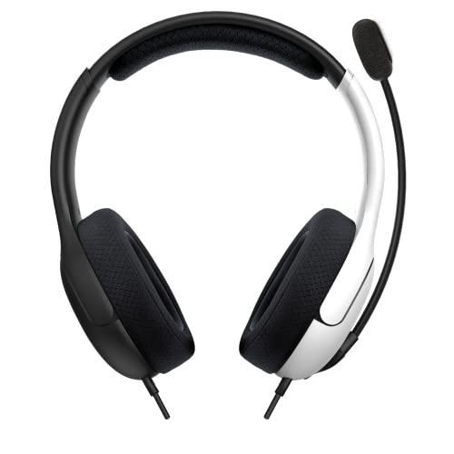 PDP Gaming AIRLITE Stereo Headset with Mic for Nintendo Switch/Switch Lite/OLED - Wired Power Noise Cancelling Microphone, Lightweight, Soft Comfort On Ear Headphones (Black & White) - color: Black & White