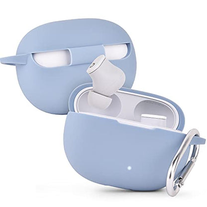 AIRSPO Silicone Case Compatible with Beats Studio Buds Case 2021 Soft Protective Cover for Beats Wireless Earbuds with Keychain (Grayish Blue) - color: Grayish Blue