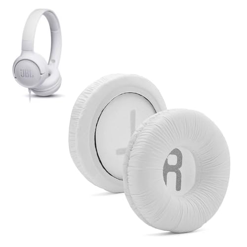 Earpads Cushions and Headband Pad Replacement for JBL T450 BT, T500 BT, Tune 600, 510BT, JR300 Headset Headphones Comfortable Softer Leather Memory Foam Noise Isolation Ear Cups Cover, White