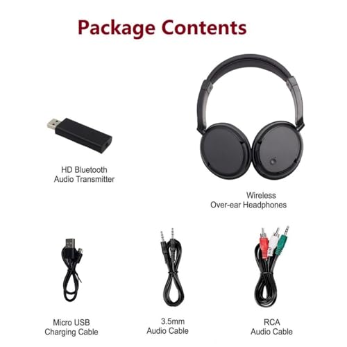 Wireless Bluetooth Headphones with FM Radio, Over-Ear Wireless Headset for TV, Computer & Phone, No Audio Delay Deep Bass Headphone Ultra-Lightweight Design for Teens & Elderly (Black)