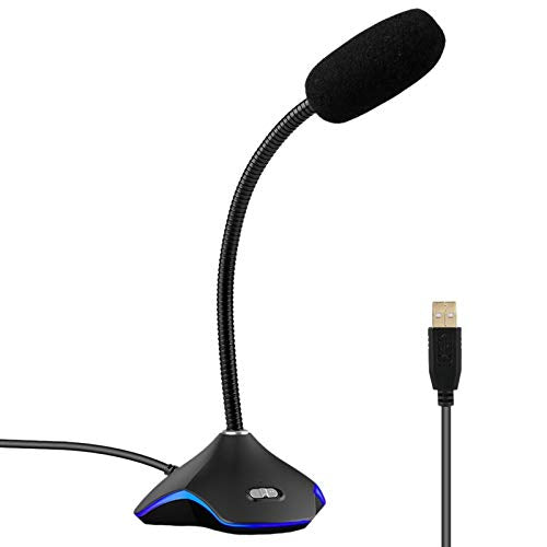 Microphone with LED Light for PC Computer Laptop Notebook Desktop Gaming Chatting Noise Reduction