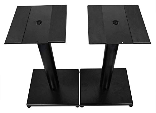 Rockville RS21B V2 Pair 21" Steel Bookshelf Speaker/Monitor Stands, Black | 60 Lb Capacity, Cable Management, EVA Pads, Brass Spikes, Rubber Feet, 9x9 Top Plate, Brass Spikes, Powder Coated - color: Black
