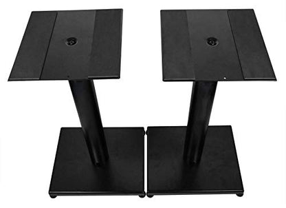 Rockville RS21B V2 Pair 21" Steel Bookshelf Speaker/Monitor Stands, Black | 60 Lb Capacity, Cable Management, EVA Pads, Brass Spikes, Rubber Feet, 9x9 Top Plate, Brass Spikes, Powder Coated - color: Black