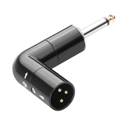 QIANRENON Adjustable 90° Angle XLR to TS 6.35mm Microphone Unbalanced Adapter 3Pin XL-R Male to 1/4" TS Male Mono Right Angle Audio Connector XLR Direction 360° Change, for Guitar Mixer Amplifier