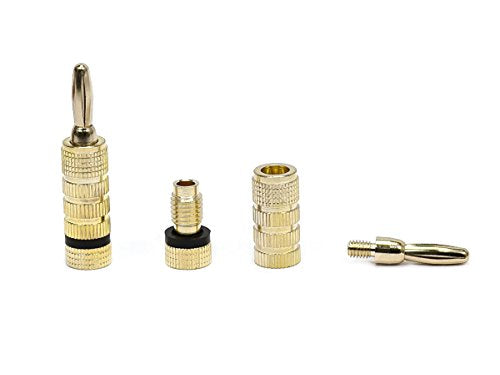 Monoprice 121820 24k Gold Plated Speaker Banana Plugs, Closed Screw Type (10 Pairs) - size: 10 Pairs