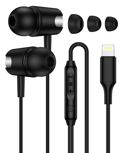 Wired Earbuds Lightning Connector for iPhone 14/13, in-Ear Wired Headphones | Lightning Earbuds Wired with Mic & Volume Control, Hi-Fi Stereo Apple Lightning Wired Earphones Headphones Cord for iPad iPod