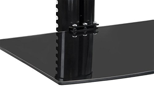 Mount-It! 2-Tier Floating TV Shelf, Tempered Glass, Wall Mount, Black - style: 2-shelf
