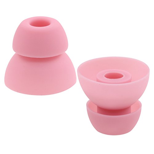 ALXCD Ear Tips for BeatsX in-Ear Headphone, 4 Pair SML & Double Flange Durable Soft Silicone Replacement Ear Bud Eartip, Fit for Beats by Dr. Dre BeatsX [4 Pair](Pink)
