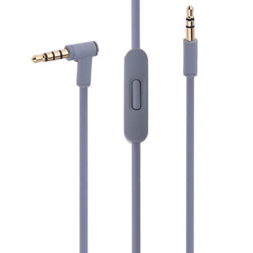 Solo Headphone 3.5mm Male to 3.5mm Male Audio Cable Cord line with Upgraded Microphone Compatible with Beats by Dre Headphone Solo/Studio/Pro/Detox/Mixr/Executive/Pill HD Sound Quality (Grey) - color: Grey