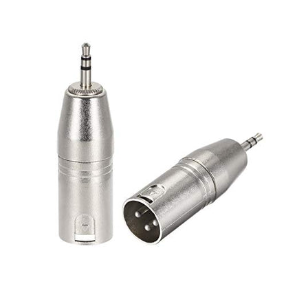 uxcell XLR Male to 1/8 inches Male TRS Adapter,Gender Changer - XLR-M to 3.5mm Coupler Adapters,Microphones Plug in Audio Connector,Mic Male Plug,2pcs