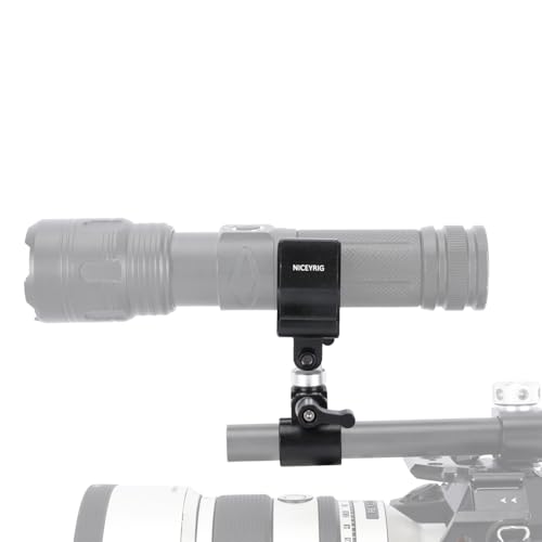 NICEYRIG Shotgun Microphone Holder Universal for Microphone/LED Torch - 628 | 18.5mm - 35mm Adjustable Aluminum Clamp for 15mm Rod Mount Shocks and Noises Absorption