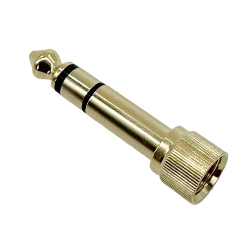 3Pcs Gold Plated 6.35mm 1/4" (1/4 Inch) Stereo Male to 3.5mm 1/8" (1/8 Inch) Female Jack Audio Adapter with Screw On Stereo Phone Screw-On Adapter for Guitar Headphones Amp
