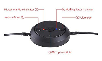 USB Headset with Noise Cancelling Microphone & Mic Mute, Stereo Computer Headphone for Call Center Office Business PC Softphone Calls Microsoft Teams Skype Chat, Clear Voice for Voice Recognition