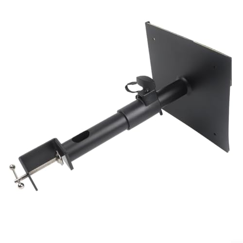 Adjustable Clamp-on Speaker Stand with 360° Swivel, Height Adjustment & Earphone Holder for Desk, Bookshelf, Computer Speakers - Black(Individually)