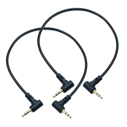 Seadream 2.5mm Audio Cable Short 2Pack 30cm 2.5mm Double Angled Male to Male Subminiature Stereo Headset Headphone Jack Gold Plated Connector Wire Cord Plug Cable (Double Angled) - style: Double Angled