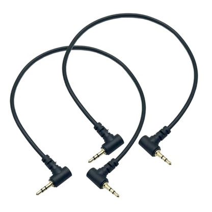 Seadream 2.5mm Audio Cable Short 2Pack 30cm 2.5mm Double Angled Male to Male Subminiature Stereo Headset Headphone Jack Gold Plated Connector Wire Cord Plug Cable (Double Angled) - style: Double Angled