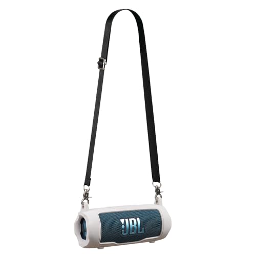 Silicone Cover Compatible with JBL Flip 7 Waterproof Portable Speaker with Shoulder Strap (White) - color: White