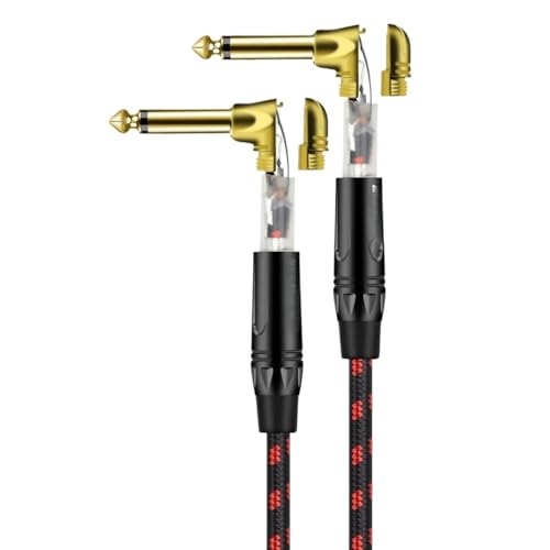 FENG GUO Instrument Right Angle Ja-ck 6.35 mm Mono Cable Gold Plated 1m 1.8m 300cm 5m 7.5m 10m Male to Male Cable for Guitar Bass Keyboard(3m) - size: 3m