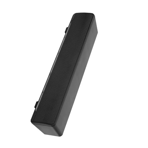 EVGATSAUTO 3.5mm Audio Soundbar, USB Wired Stereo Speakers with Bass Technology LED Light Volume Knob for PC Laptop Smartphone Tablet Computer (Black) - color: Black