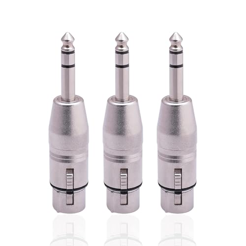 4 Pack XLR Female to 1/4" TRS Adapter, Balanced Female XLR to Quarter Inch 6.35mm Male Adapters