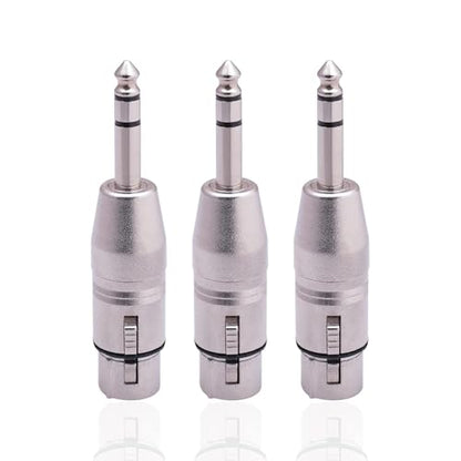 4 Pack XLR Female to 1/4" TRS Adapter, Balanced Female XLR to Quarter Inch 6.35mm Male Adapters
