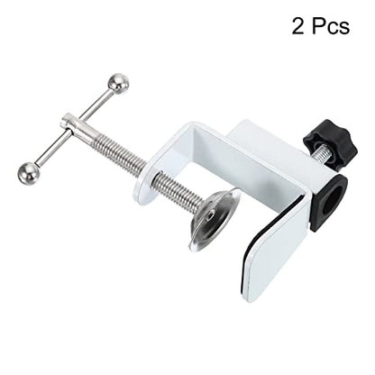 PATIKIL 0.47" Hole Dia. Desk Clamp, 2 Pcs Aluminum Alloy Bracket Universal Adjustable C-Clamp Mount Holder for Microphone Mic Arm Table Lamp Stand, White - color: White